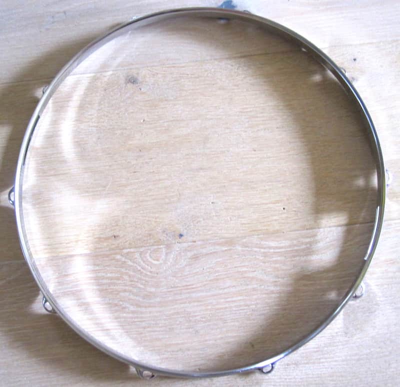 14" 10-Lug Triple-Flanged Snare Side Hoop Rim Chrome NOS image 1