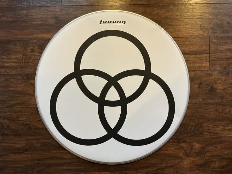 Remo John Henry Bonham / Led Zeppelin 24" Smooth White "Holy Trinity" Bass Drum Head - Matt Black & White image 1