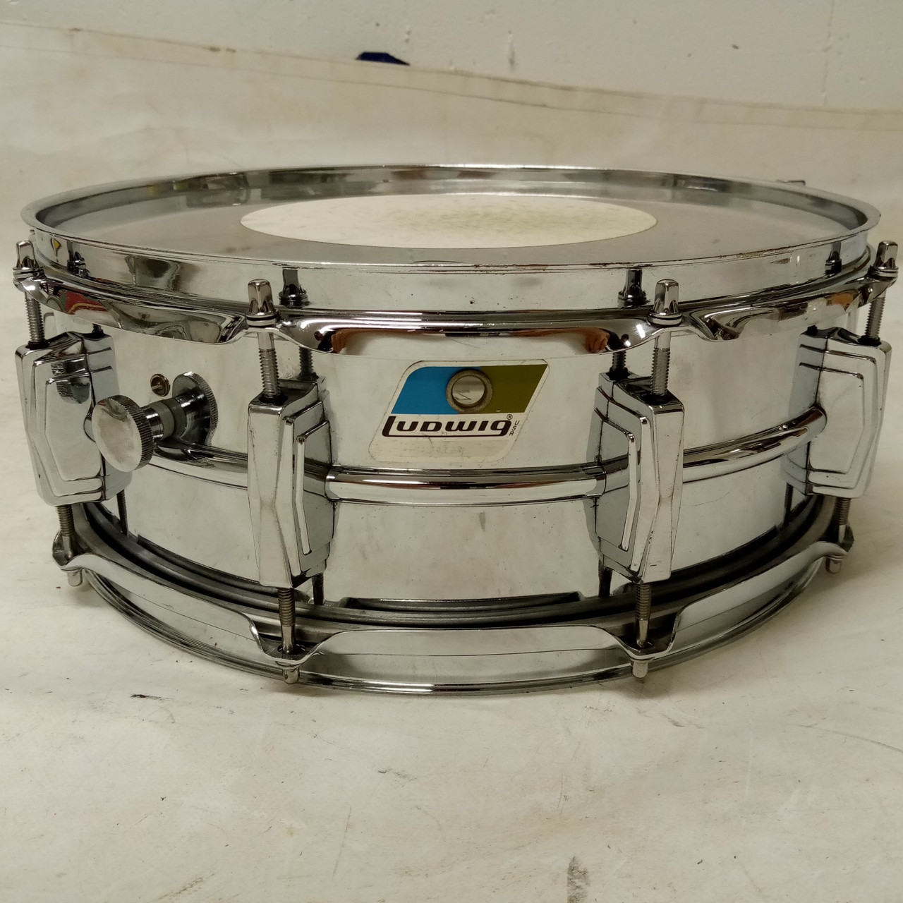 Ludwig Supraphonic 14x5"Snare Drum Vintage '80 Blue/Olive Badge Supra-Phonic USA — main photograph