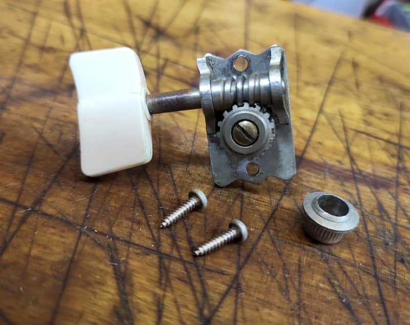Vintage RARE 1966 Vox Super Lynx 3x3 Individual Treble Side Guitar Tuner plus Tuner Grommet and Original Installation Screws Luthier Parts #1 image 1