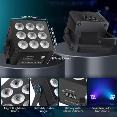 Rechargeable Stage Par Lights,54W RGBWA+UV 6IN1 Battery Powered Uplights with Wireless 2.4G App Control,Led DJ Par Can Lighting with Sound Activated & Remote Control for Bars Band (2PCS) image 2