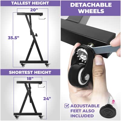 Liquid Stands Z Style Adjustable Height Piano Keyboard Stand with Headphone and Straps image 3