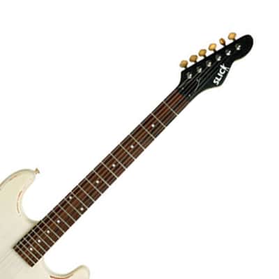 Slick SL54 Relic Aged Stratocaster Strat One Humbucker White Electric Guitar Earl image 3