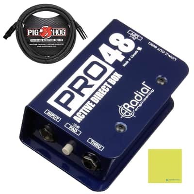 Radial Engineering Pro48 Active Direct Box Bundle w/Pig Hog Mic Cable and Liquid Audio Polishing Cloth image 1