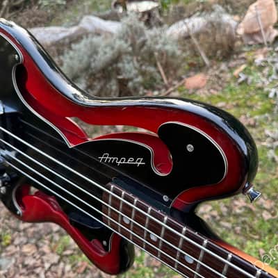 Immagine 1967 Ampeg AEB-1 - Electric Scroll Bass - Black/Red Sunburst - #609 of 750 - OHSC - 11