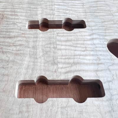 high end Offset Bass Body Unfinished Deep Curly Maple Top / Walnut Accent/ Solid One-piece Mahogany Back- limited Luthier Supply R2 image 24