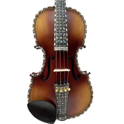 Strad style SONG master bird's eye maple wood 4/4 violin,carving ribs and neck inlay nice shell,sound clear and melodious image 6