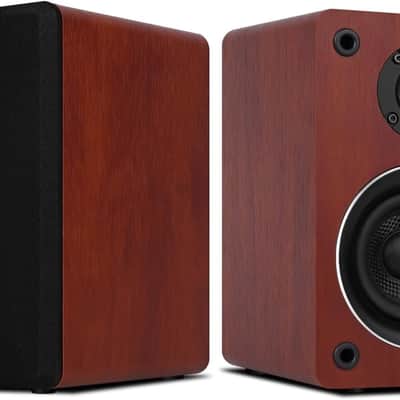 40W*2 Passive Bookshelf Speakers for Home Theater Surround Sound, Stereo, and Passive Near Field Monitor, 2-Way,Requires a Receiver or Amplifier (Brown, Pair) image 1