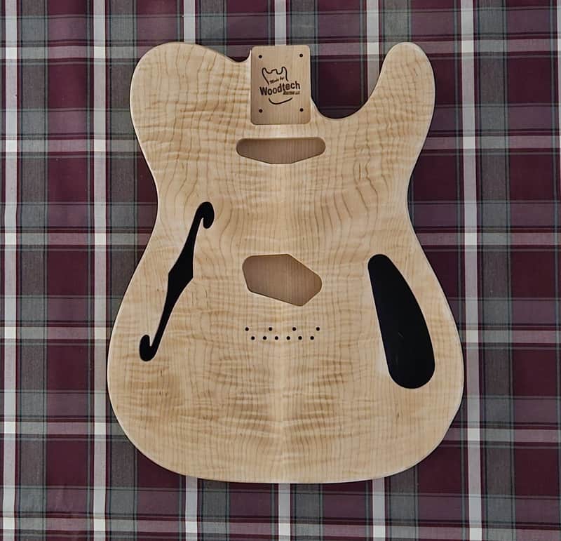 Woodtech Routing - Alder/Flame Maple Telecaster Thinline Body - Unfinished image 1