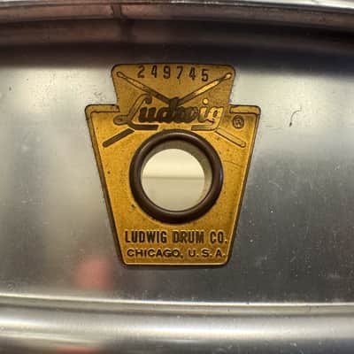 Ludwig No. 404 Acrolite 5x14" 8-Lug Aluminum Snare Drum with Keystone Badge from 1965 image 2