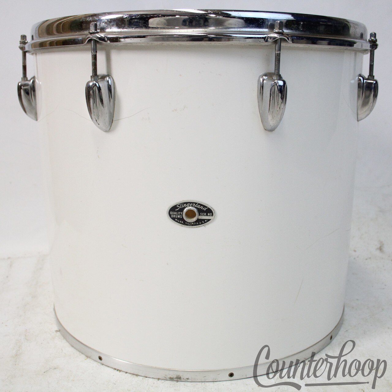 Slingerland 16x14" Concert Floor Tom Drum 3Ply White Gloss Pearl Vintage 70s USA — main photograph