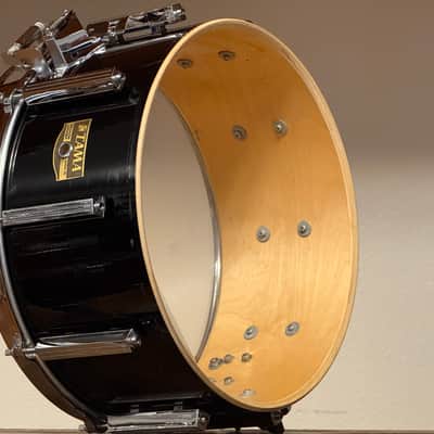 1980's Tama Artwood 6.5" x 14" Piano Black Lacquer Snare Drum image 2