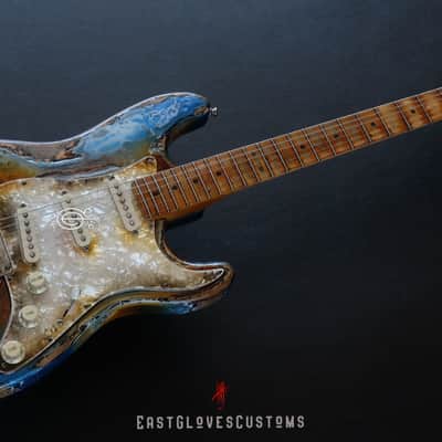 Fender Stratocaster 50th Anniversary Pelham Blue/Amber Paisley Made in USA Heavy Aged Relic image 3