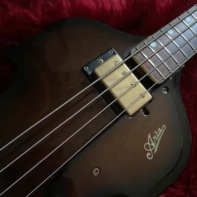 c.late 1960s Aria/Univox Matsumoku EB-1 Style Scroll Bass MIJ Vintage Bass Very Rare Bass “Brown” image 9