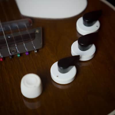 Rare Vintage 1960 Danelectro 6037 DC-3 Deluxe Triple Pickup Shorthorn Dark Walnut w/ OHSC image 9