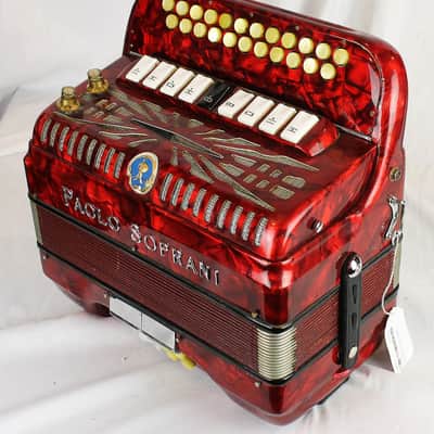 7366 - Red Paolo Soprani Elite "Blue Badge" Diatonic Button Accordion DC# LMMM 23 8 image 5