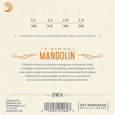 D'Addario Mandolin Strings Flat Wound EFW74 11-36 Loop End image 2