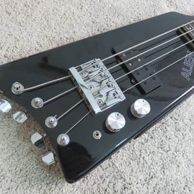 Vintage 1980s Hohner Hondo Cort Alien Headless Bass Guitar Black Clean Kramer Duke Clone image 6