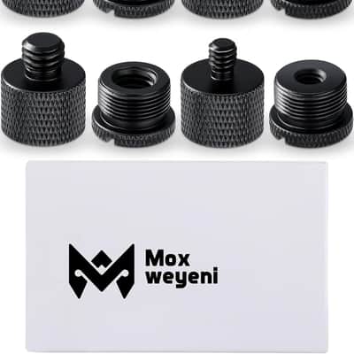 8 Pieces Mic Stand Adapter 5/8 Female to 3/8 Male and 3/8 Female to 5/8 Male, 5/8 Female to 1/4 Male and 1/4 Female to 5/8 Male Screw Thread Adapter Mic Thread Adapter Set for Microphone (Black) image 7