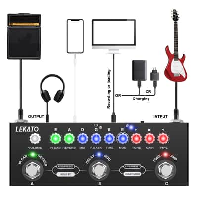 LEKATO Multi Effects Guitar Pedal with IR Loading 9 AMP Models Delay Reverb Distortion Overdrive Rechargable Electric Guitar Effects Multi Pedal Support Recording Bluetooth 5.0 image 2