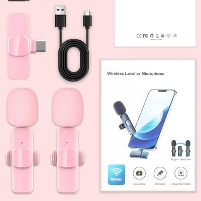 Pink Mini Wireless Microphone for iPhone & Android, Lavalier Microphone with Noise Cancellation, Plug & Play Pink Mic for YouTube, TikTok, Podcast, Live Stream image 3