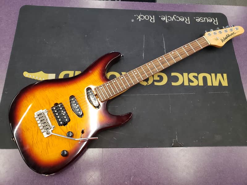 Washburn MG-701 Mercury Deluxe Plus Sunburst Flame Top Electric