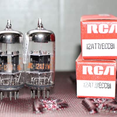 RCA JRC (JAN) 12AT7WA ECC81 TIGHT MATCH PAIR BLACK PLATE HALO GETTER COPPER GRID POST NOS+ VINTAGE 1965 image 3