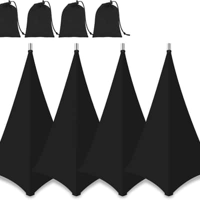 Speaker Stand Cover-Speaker Cloth with 360 Degree Cover, Speaker Tripod Scrim Cover for Speaker/Lighting with Free Travel Bag, 4 Pack Black image 1