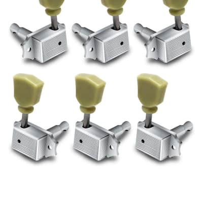 Vintage Guitar String Tuning Pegs Tuning Machines Tuning Keys Machines Heads Tuners Compatible with Les Paul LP SG Style Electric Guitar 3 Left 3 Right, Chrome with Tulip Button. image 7