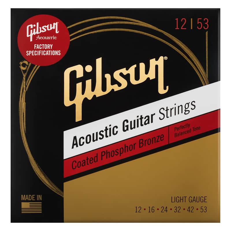 Gibson Coated Phosphor Bronze Acoustic Guitar Strings - Light .012-.053 image 1