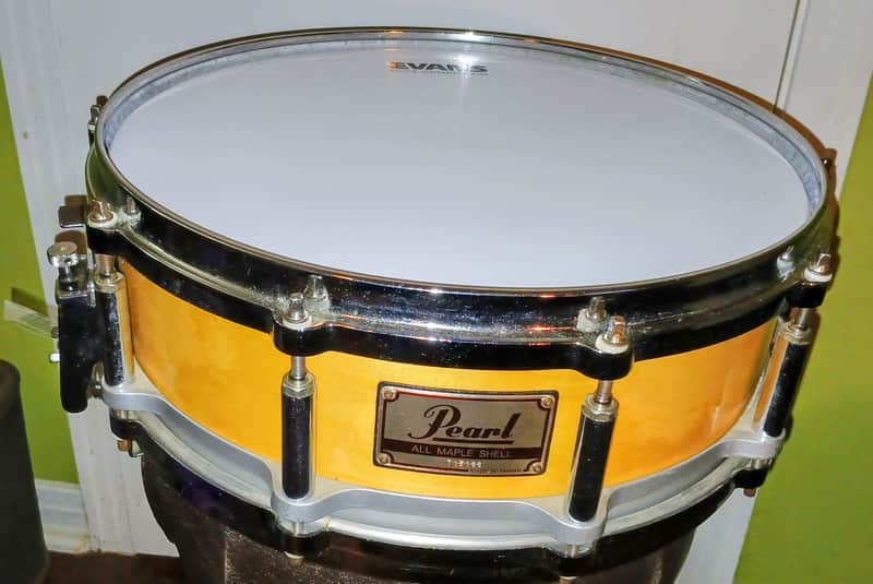 1990s Pearl Free Floating Floater Snare Drum All Maple SKB Case 14 x 5 image 1