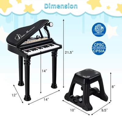 Kids 31-Key Piano Keyboard Toy with Stool & Microphone | Toddler Musical Instrument for Learning and Fun | Perfect Gift for Ages 3+ image 2