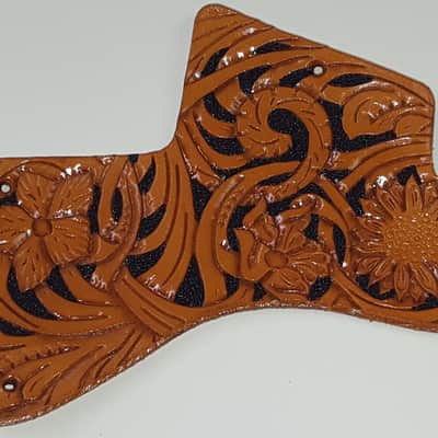 Leather pickguard Gibson Les Paul Special 2018 "Floral riffs" brown/ Black image 1