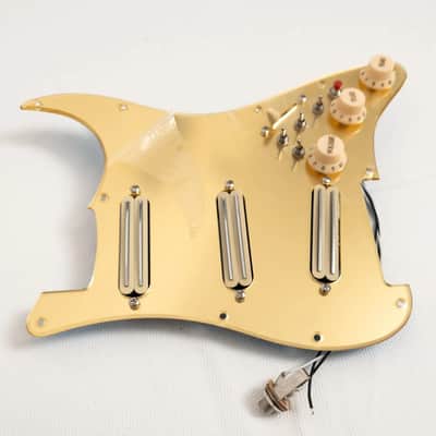 Gold Mirror Strat Style Guitat Loaded Prewired SSS Pickguard Set with Triple Rail Pickups image 2