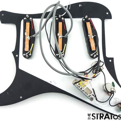 *NEW High Output Rails LOADED PICKGUARD for Fender Strat Black Pearloid 11 Hole image 2
