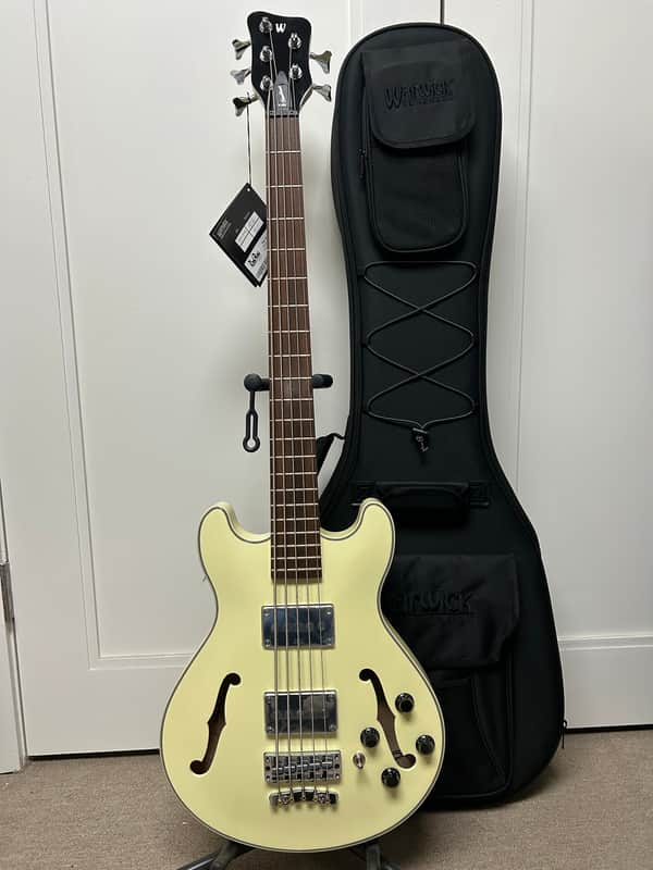 Warwick RockBass Star Bass 5-String Semi-Hollow Bass Guitar 2025 - Solid Creme White High Polish image 1