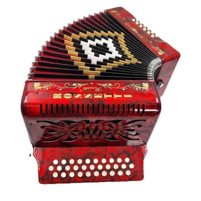 Rossetti 3112-FBE-RD Key of FBE 3 Row, 31 Treble, 12 Bass Diatonic Button Accordion w/Hard Case & Shoulder Straps image 3