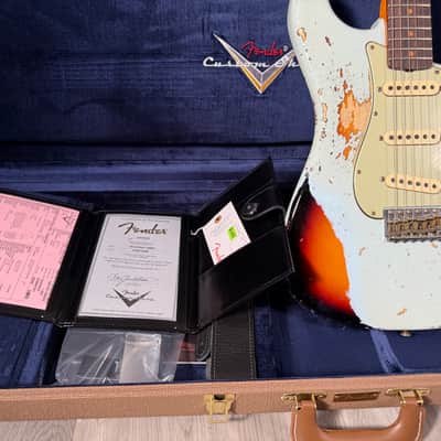 Fender 1960 Stratocaster Heavy Relic Sonic Blue over Sunburst 2023 image 17