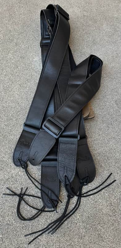 6 pcs Fender Custom Shop / American Deluxe 2" Leather Guitar / Bass Strap New Black Case Candy image 1