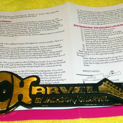 Charvel Pack consisting of Charvel Owners Manual from 1990 and Metal Charvel Guitar Case Badge Very Cool image 4