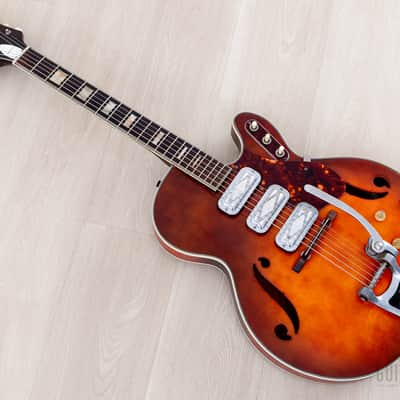 1965 Silvertone 1454 Vintage Hollowbody Electric Guitar, Harmony USA w/ DeArmond Gold Foils, Case image 13