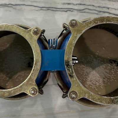 Latin Percussion M. Cohen Fiberglass Bongos - Blue with gold hardware image 4
