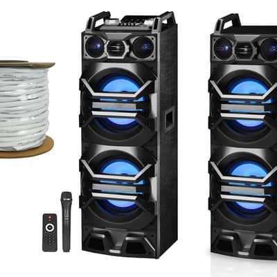 Technical Pro Dual 10" 3000w Home Theater Bluetooth Speakers w/USB/SD/LED+Mic image 20