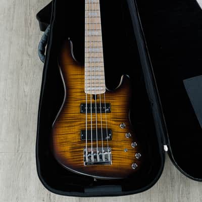 Mayones Jabba Custom 5 5-String Bass, Amber Burst, Birdseye Maple Fretboard image 9
