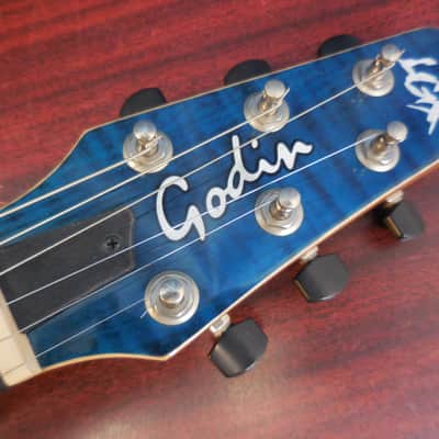 Godin LGX-SA with AAA Flame Maple Top 2010s - Trans Blue Flame image 5