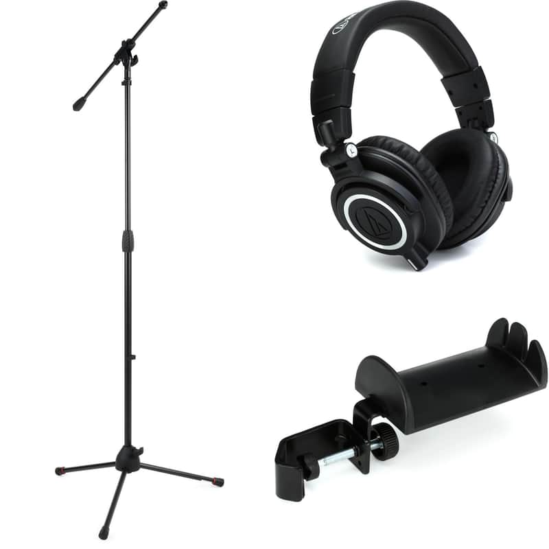Audio-Technica ATH-M50x Closed-back Studio Monitoring Headphones Mic Stand Bundle Bild 1