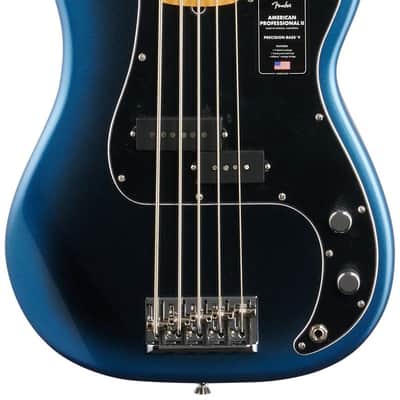 Fender American Pro II Precision Bass V Bass Guitar (with Case), Dark Night image 3