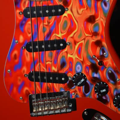 2018 Fender Player Stratocaster in Red w/New Flame Pickguard, New Dunlop Straploks, New Case, & New Set-Up ~ Mint ! image 3