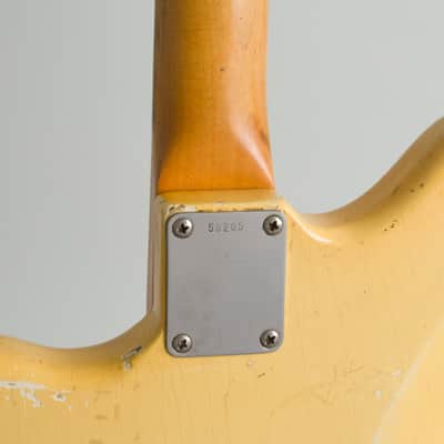 Fender Jazzmaster Solid Body Electric Guitar (1960), ser. #58205, original white Tolex hard shell case. image 14