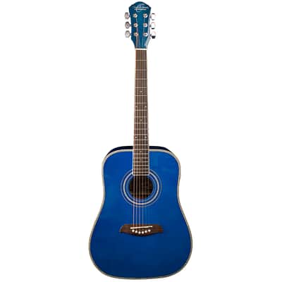 Oscar Schmidt OGHSTBL 1/2 Size Steel-String Acoustic Guitar, Transparent Blue image 1